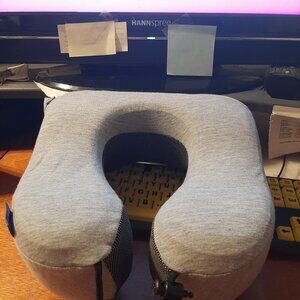 NEW ! Napfun Fly Travel Pillow Neck Memory Foam Comfortable Light Gray